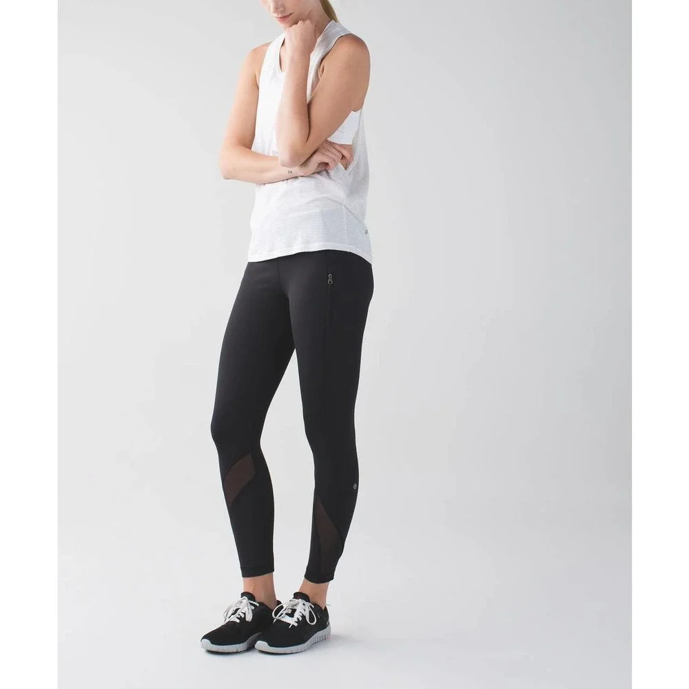 Lululemon Inspire Mesh Tight II Black 7/8 Leggings Size 6 - Picture 2 of 13